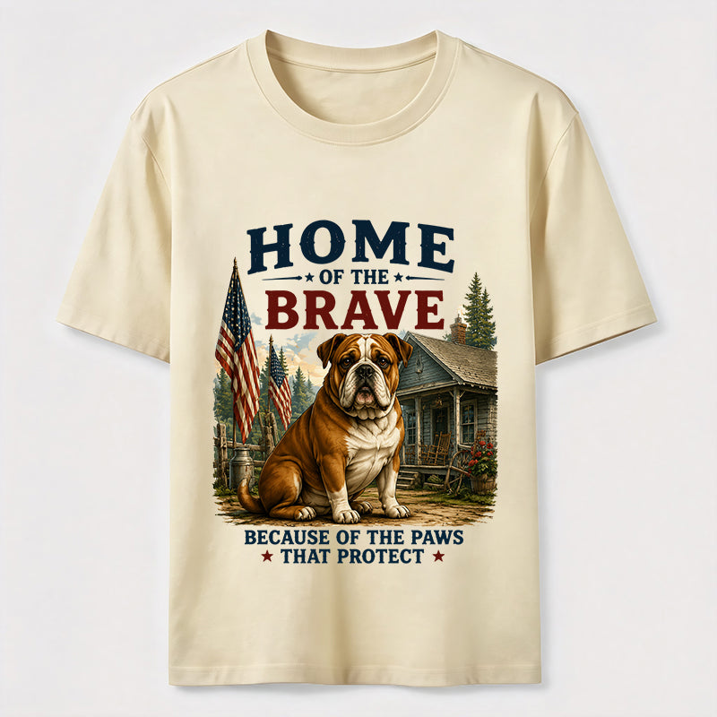 Home of the Brave Patriotic Bulldog T-Shirt