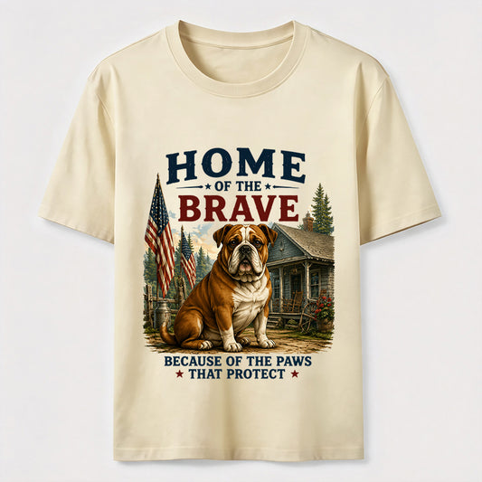 Home of the Brave Patriotic Bulldog T-Shirt