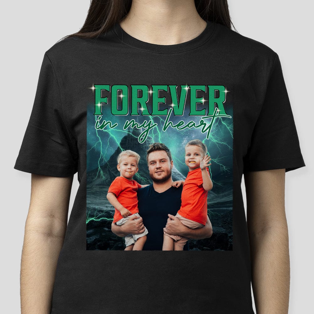GeckoCustom Custom Face Portrait Photo With Retro Style Shirt K228 889685 Basic Tee / Black / S