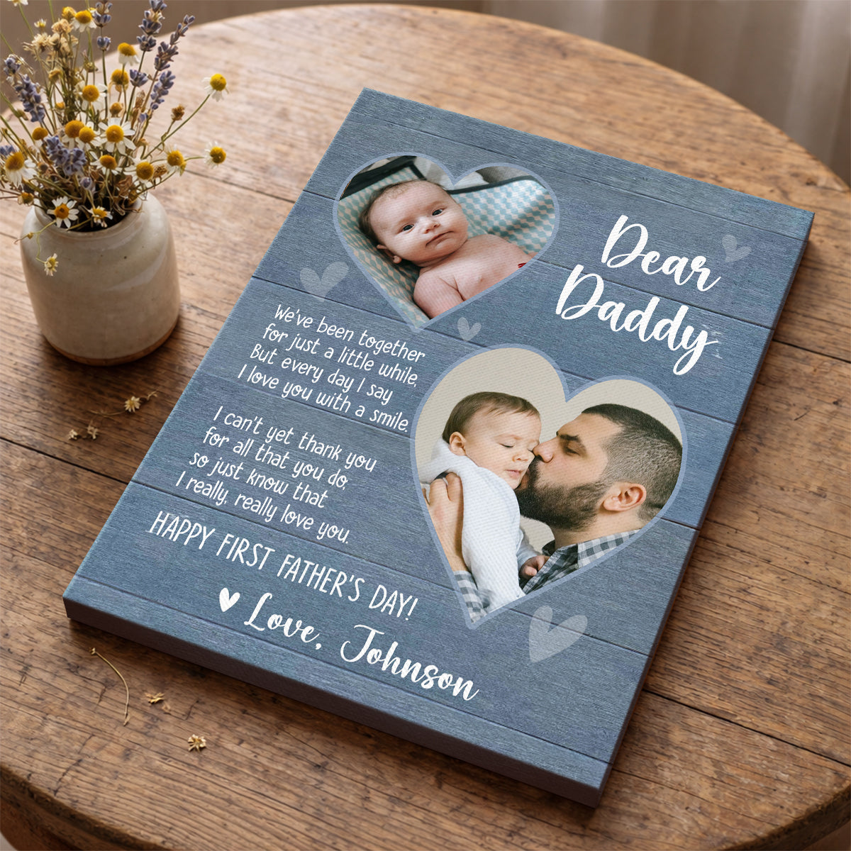 Canvas / Poster material and size view - Custom First Fathers Day Canvas
