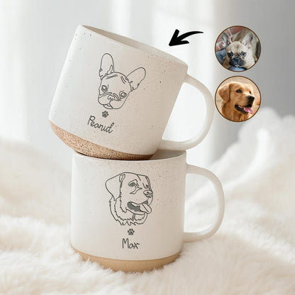 Personalized Dog Photo Engraved Pottery Mug with Name, Custom Dog Mug, Dog Lover Gift, Gift for Dog Mom, Dog Dad, Pet Lovers, Family Gifts