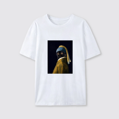 Pet with Pearl Earrings - Customized T-shirt