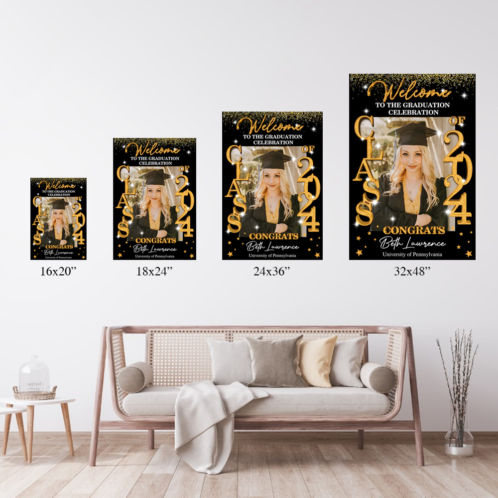 Class Of 2026 - Graduation Party Welcome Sign - Custom Photo Grad Party Sign - Personalized Graduation Decoration