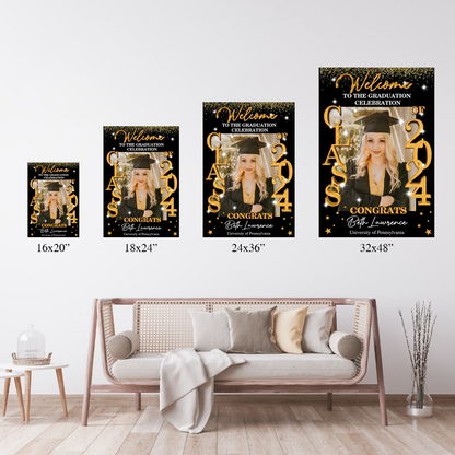 Class Of 2026 - Graduation Party Welcome Sign - Custom Photo Grad Party Sign - Personalized Graduation Decoration