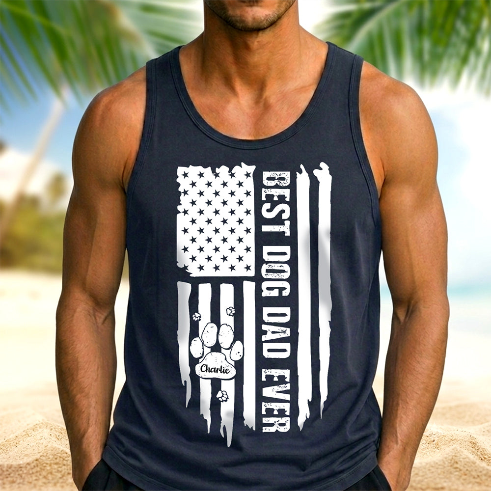 Personalized Best Dog Dad Ever Paw American Tanktop HA75 921632