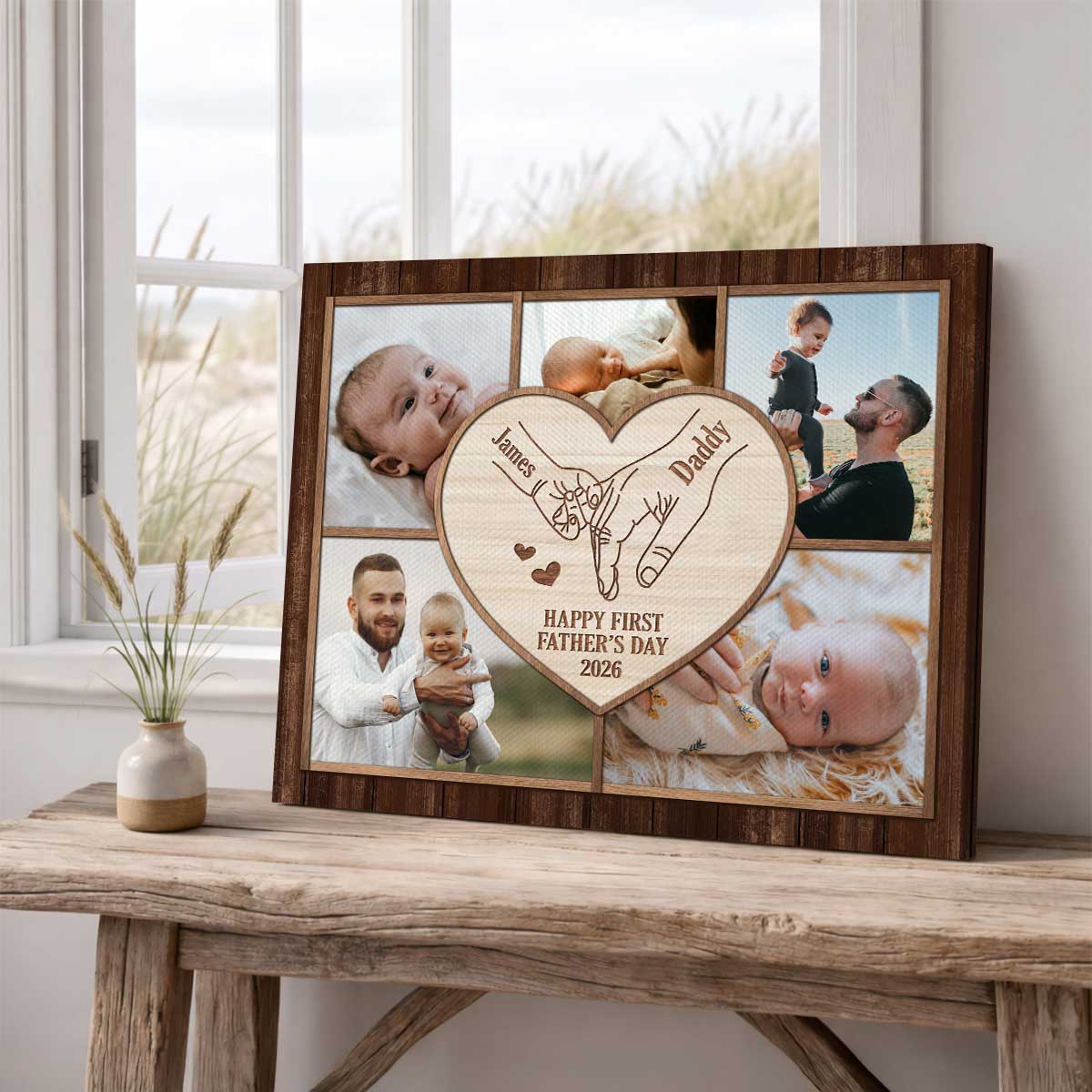 Personalized First Father's Day Photo Canvas for Dad with personalized design details for meaningful gifting image 8