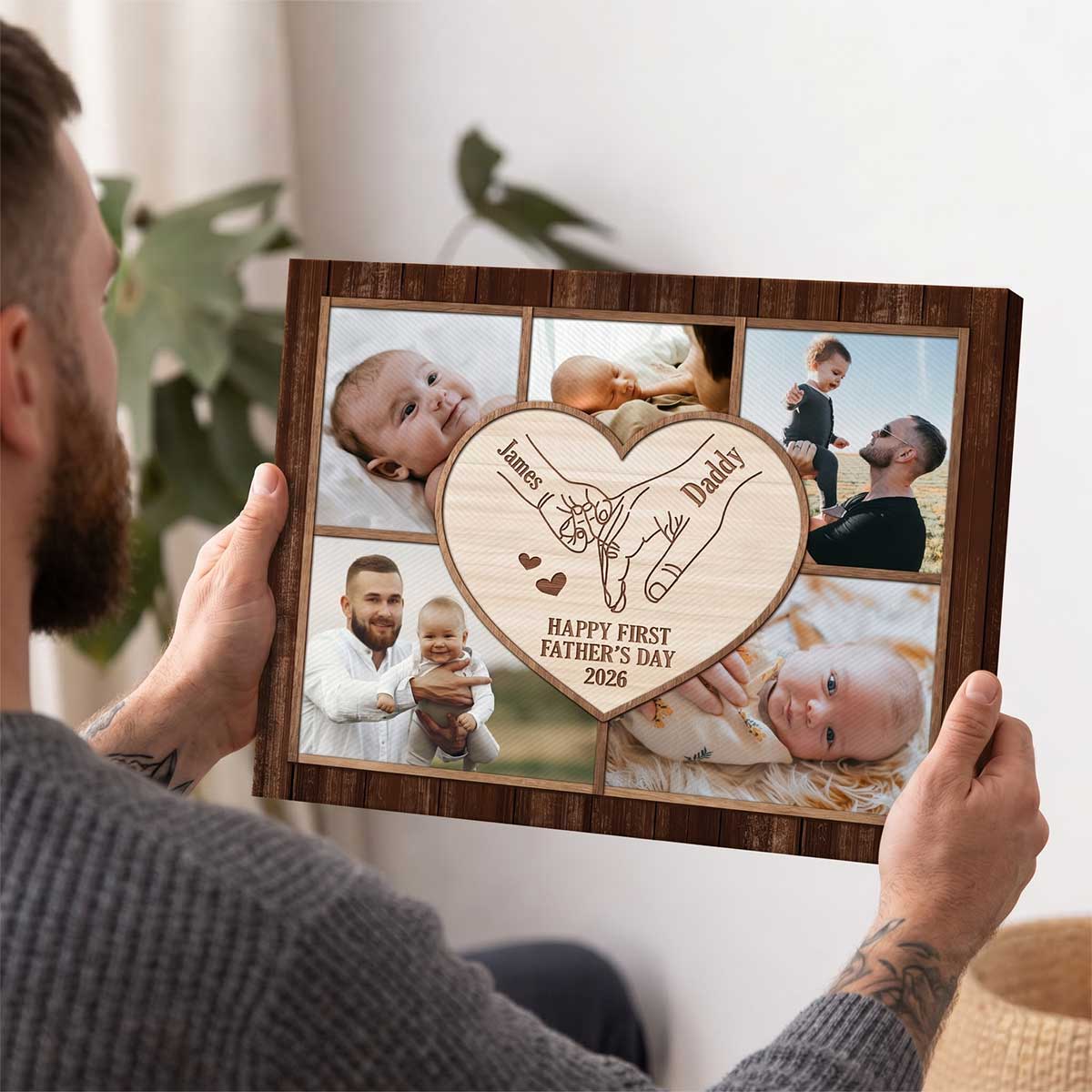 Personalized First Father's Day Photo Canvas personalization view for Dad