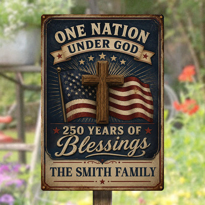 Metal Sign material and size view - Custom One Nation Under God Metal Sign