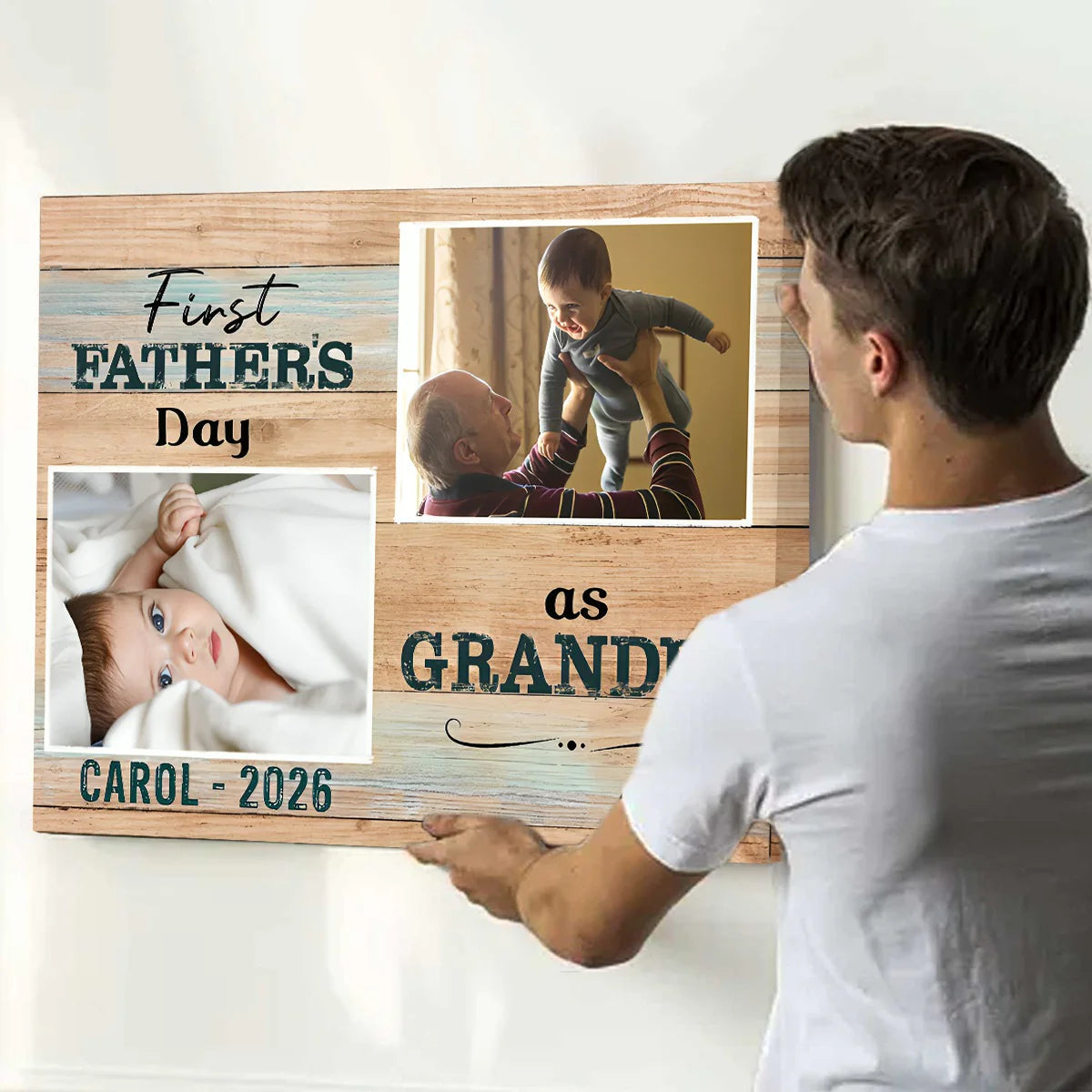 Canvas / Poster material and size view - First Father's Day As Grandpa Custom Canvas