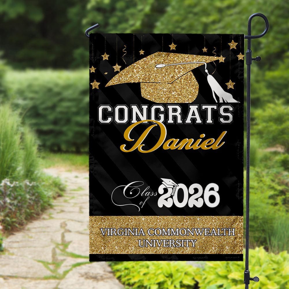 Personalized Graduation Garden Flag with Congrats Class of 2026 name and school info