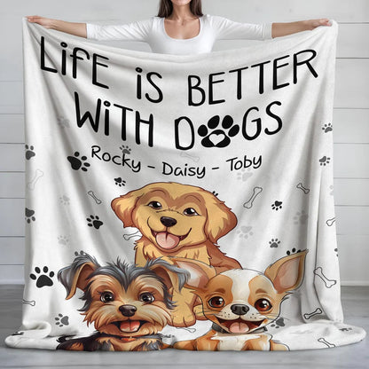 PRINTS10 Life Is Better With Dog Blanket For Dog Lover TH10 892435