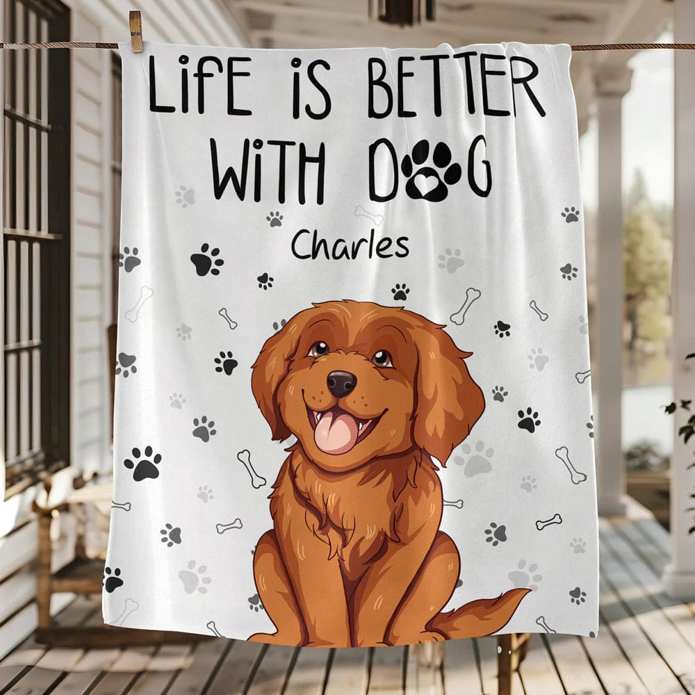 PRINTS10 Life Is Better With Dog Blanket For Dog Lover TH10 892435
