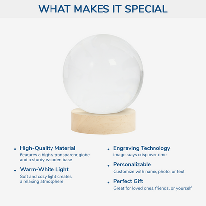3D Led Light material and size view - Personalized Dad Crystal Globe Lamp